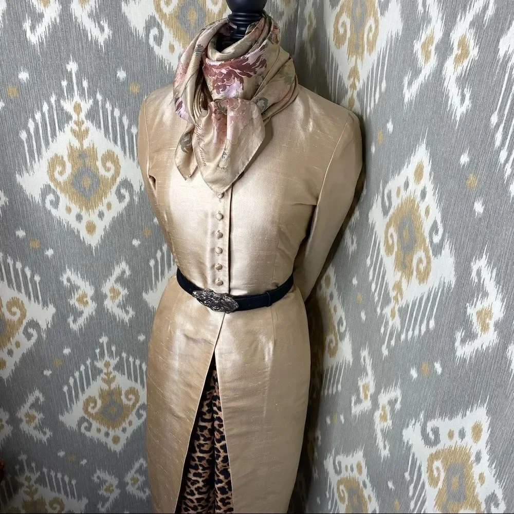 Ralph Lauren Golden Silk Dupioni Nehru Tunic Cocktail Jacket - Picture 7 of 16